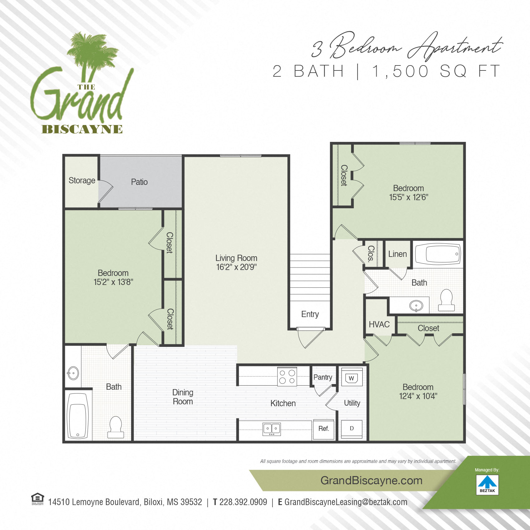 3 bed / 2 bath floor plan